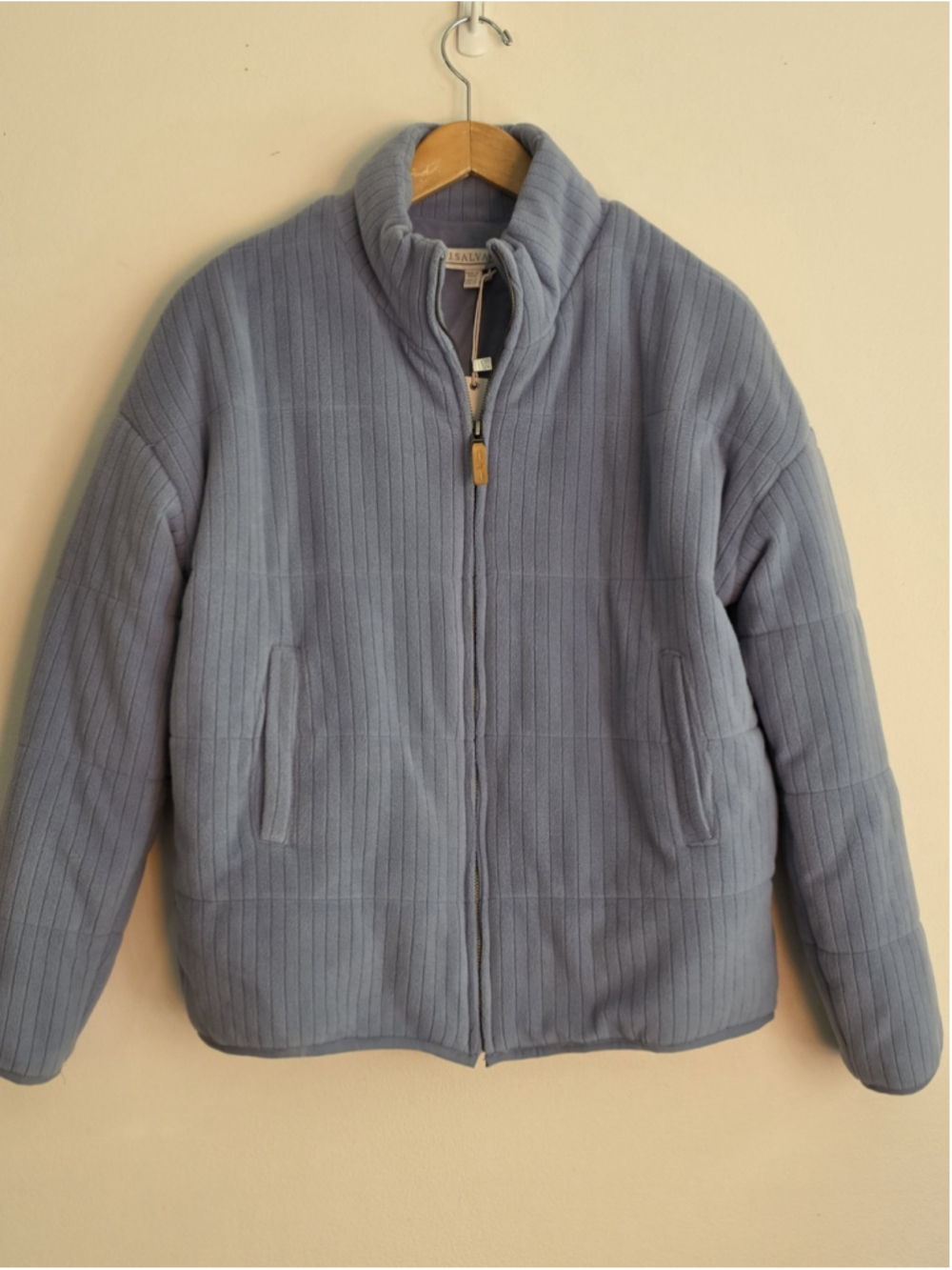 NWT PJ Salvage Stay Cozy Microfiber Jacket Blue Quilted Full Zip M Cabincore